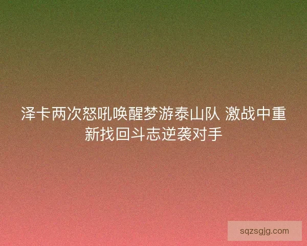 泽卡两次怒吼唤醒梦游泰山队 激战中重新找回斗志逆袭对手 泽卡两次怒吼唤醒梦游泰山队 激战中重新找回斗志逆袭对手