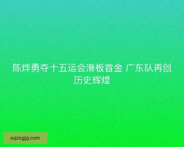 陈烨勇夺十五运会滑板首金 广东队再创历史辉煌 陈烨勇夺十五运会滑板首金 广东队再创历史辉煌