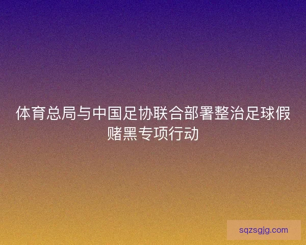 体育总局与中国足协联合部署整治足球假赌黑专项行动