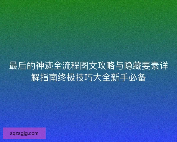 最后的神迹全流程图文攻略与隐藏要素详解指南终极技巧大全新手必备