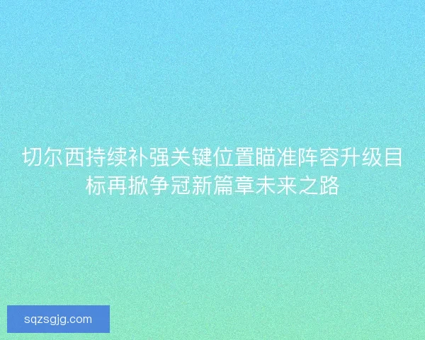 切尔西持续补强关键位置瞄准阵容升级目标再掀争冠新篇章未来之路